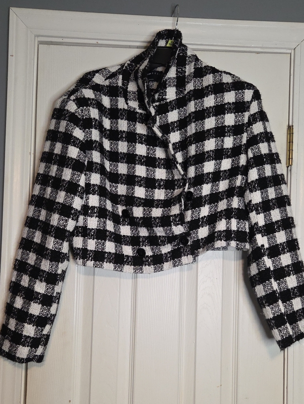 ASOS Black and White Check Cropped Blazer